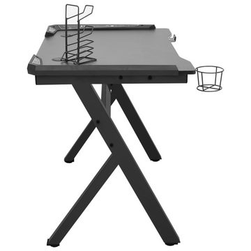 vidaXL Schreibtisch Gaming-Schreibtisch mit LED und Y-Gestell Schwarz 90x60x75 cm