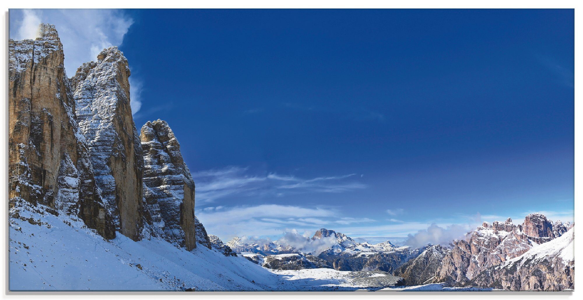 Artland Glasbild Drei Zinnen Umrundung in den Dolomiten, Himmel (1 St), in verschiedenen Größen