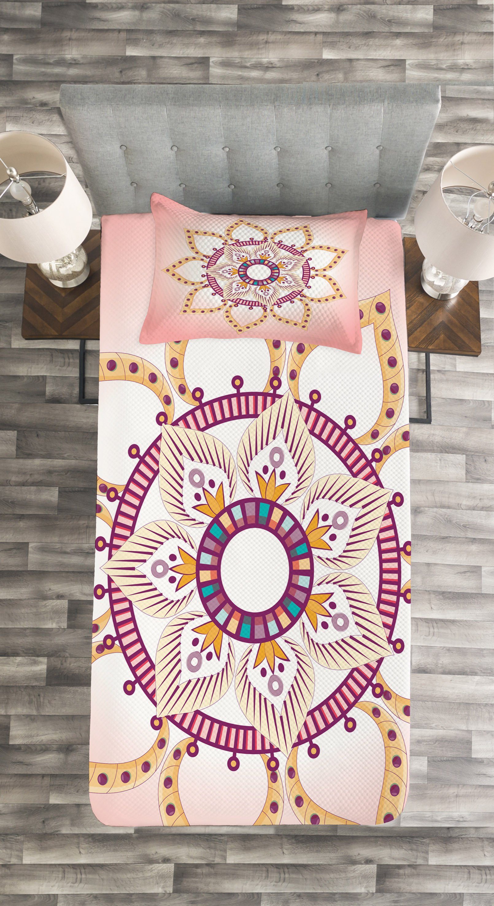 Mandala Set Abakuhaus, Waschbar, Böhmische mit Tagesdecke und Simplistic Kissenbezügen