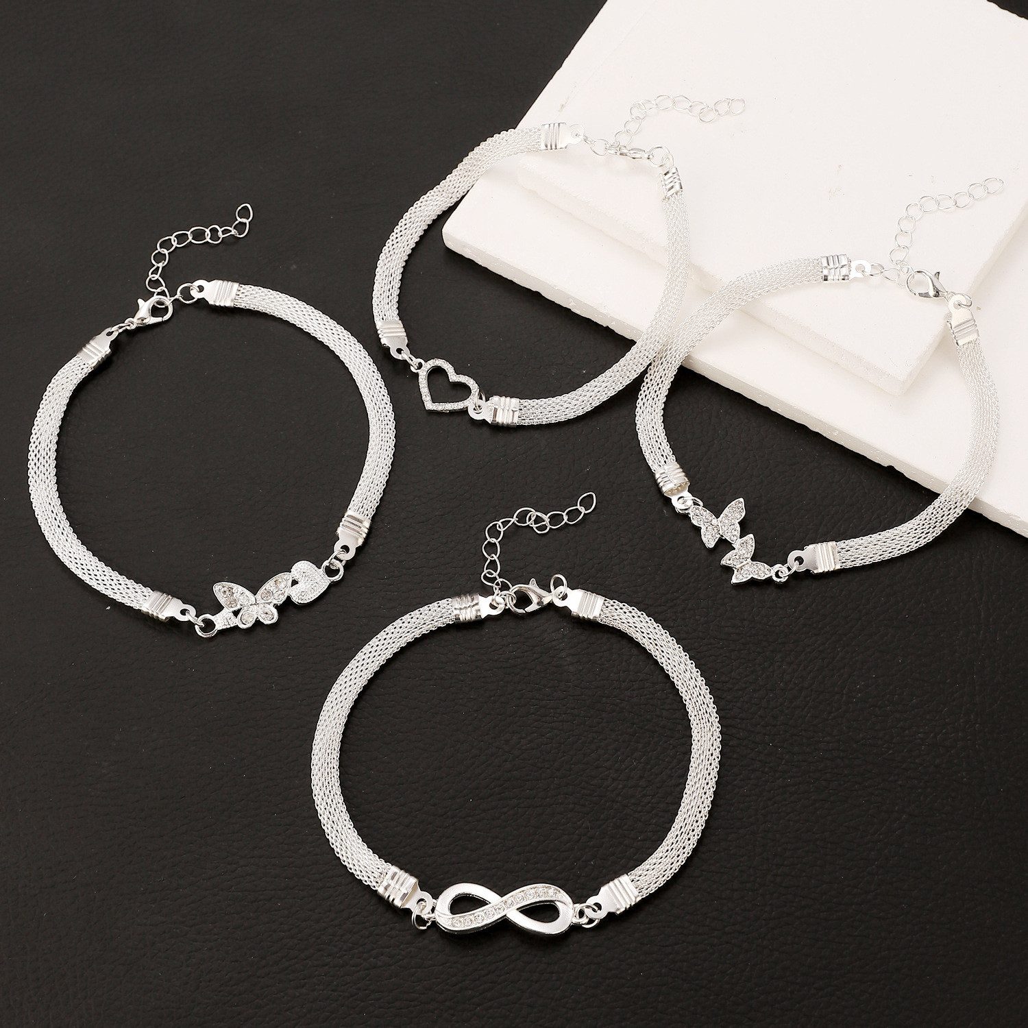 KARMA Fußkette Herz, Schmetterling oder Eternity Silber Legierung Fußkettch günstig online kaufen