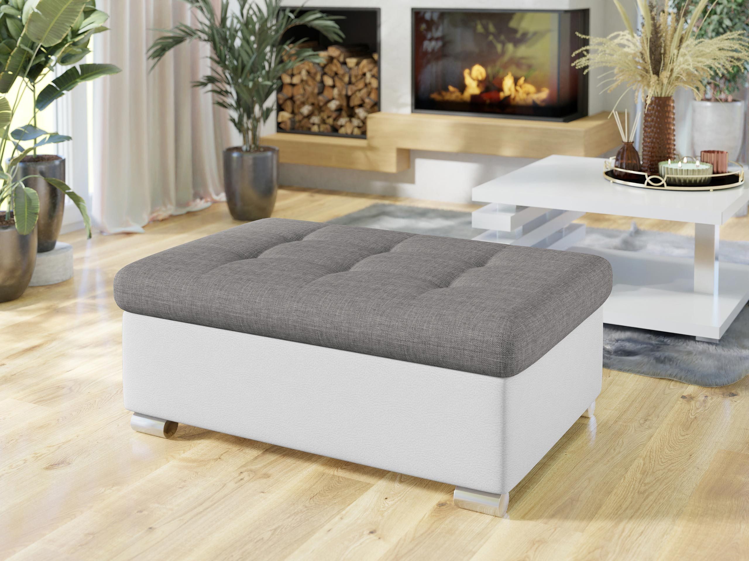 MIRJAN24 Polsterhocker Niko Groß, Silber Füße, 96x70x41 cm günstig online kaufen