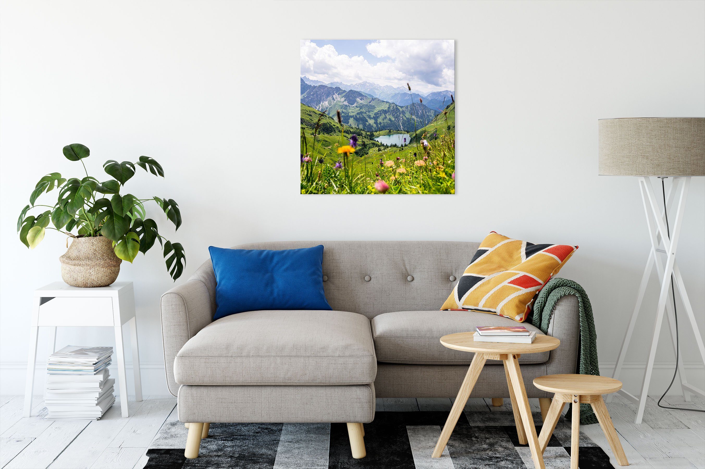 Pixxprint Leinwandbild Wiesenblumen in den Bergen, günstig online kaufen