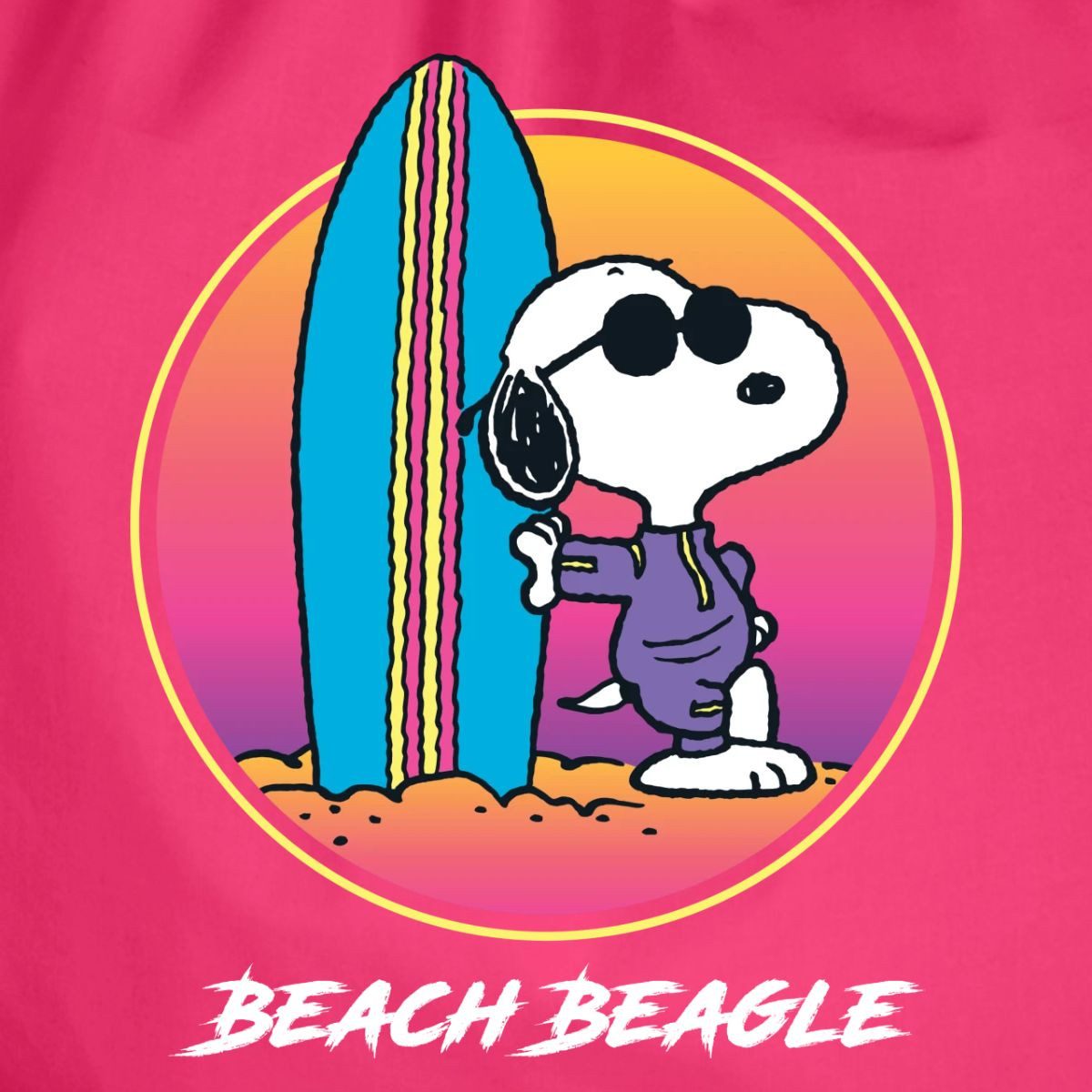 Spreadshirt Turnbeutel Peanuts Snoopy Cool Surfen Strand Urlaub Turnbeutel (1-tlg)