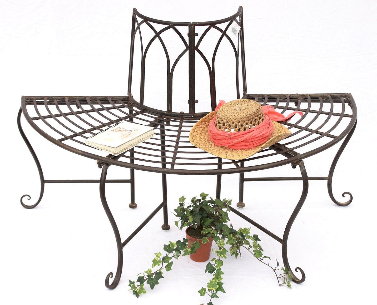 DanDiBo Baumbank Metall Wetterfest Braun 127 cm 3-Sitzer halbrund 121071 Rückenlehne