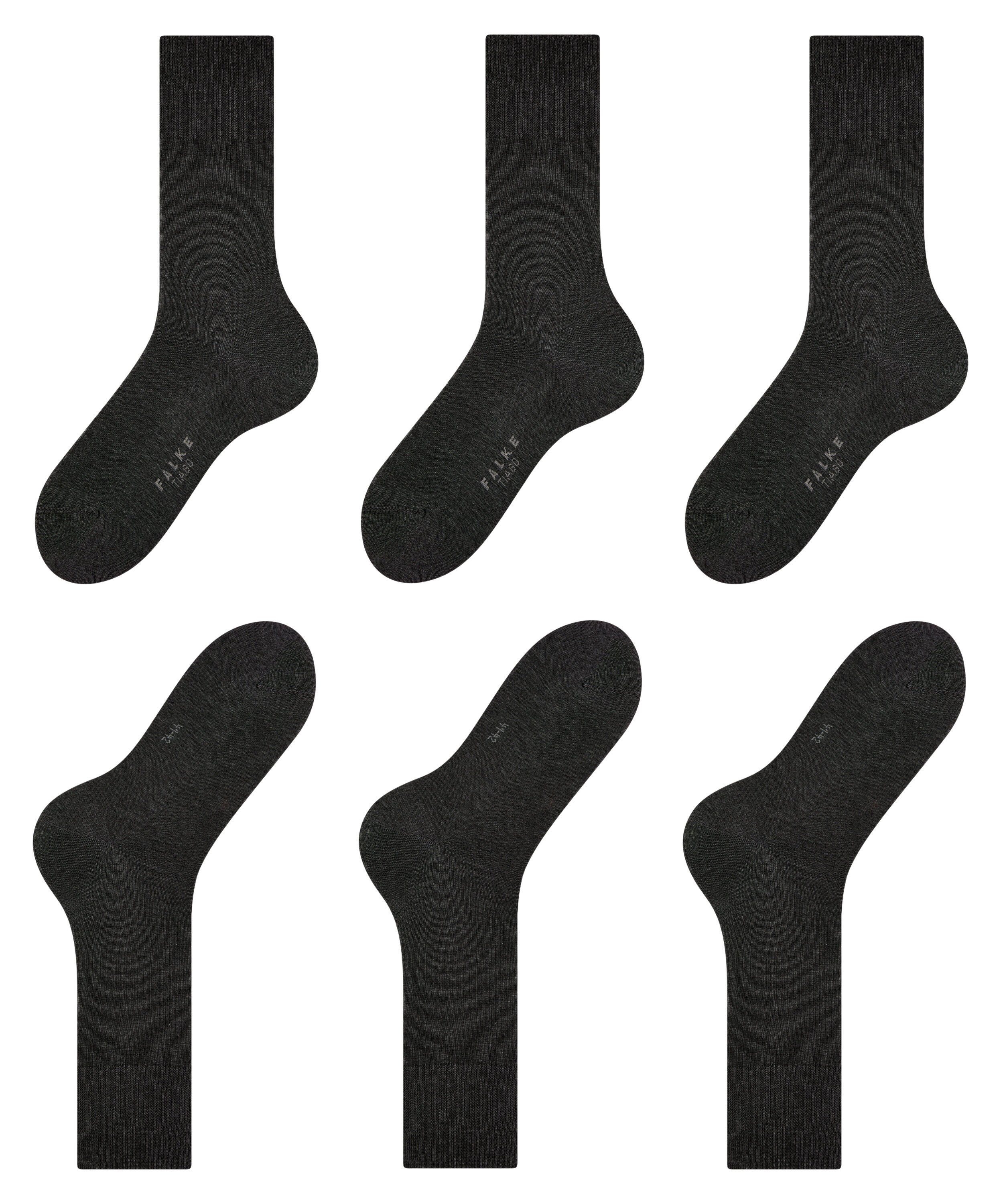 (3095) Tiago (3-Paar) Socken FALKE anthracite 3-Pack mel.