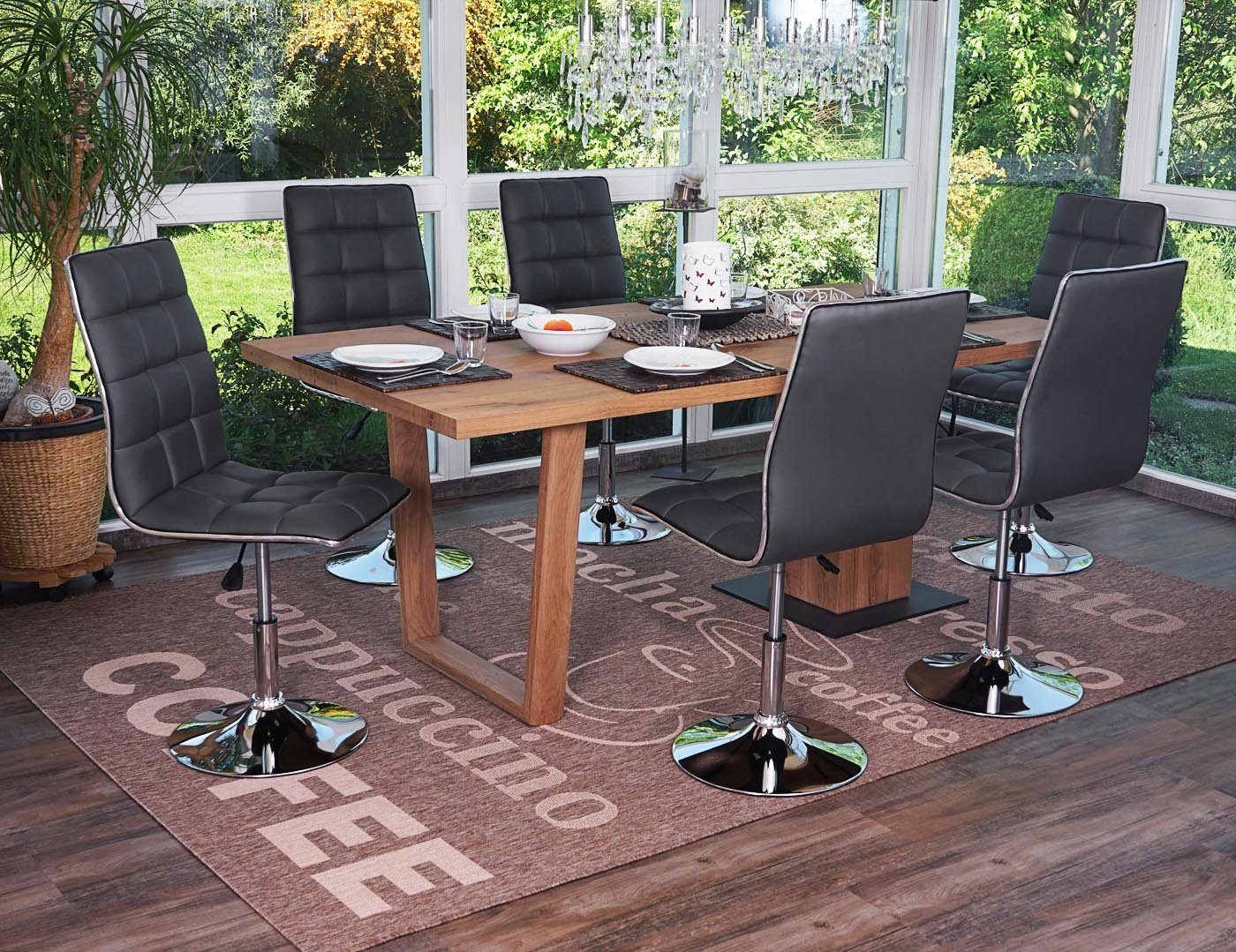 MCW Esszimmerstuhl MCW-C41-6 (Set, 6 St), 6er-Set, Stufenlos höhenverstellbare Gasdruckfeder, Abgerundete Ecken