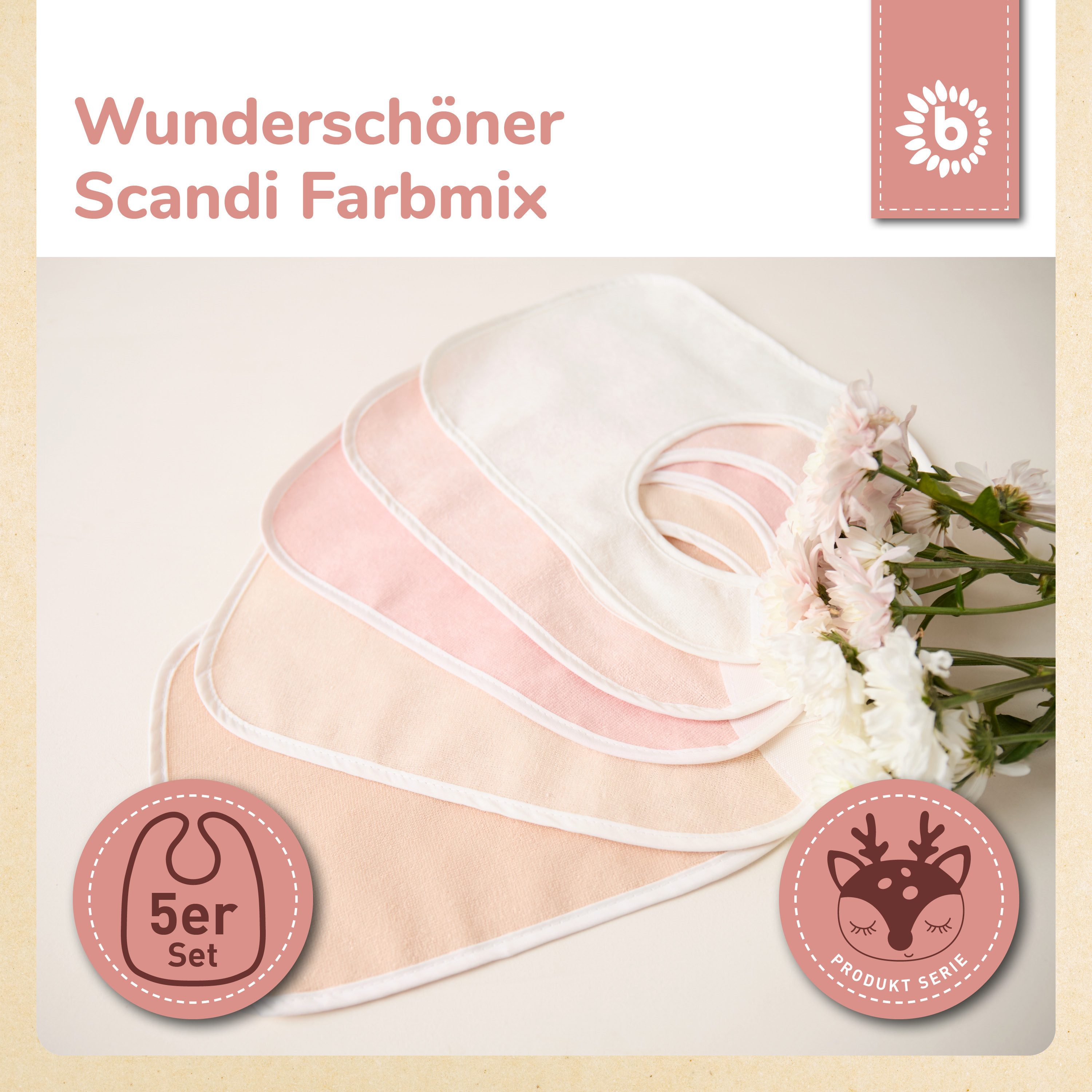 BIECO Lätzchen 5er Pack Baby Lätzchen mit Klettverschluss
