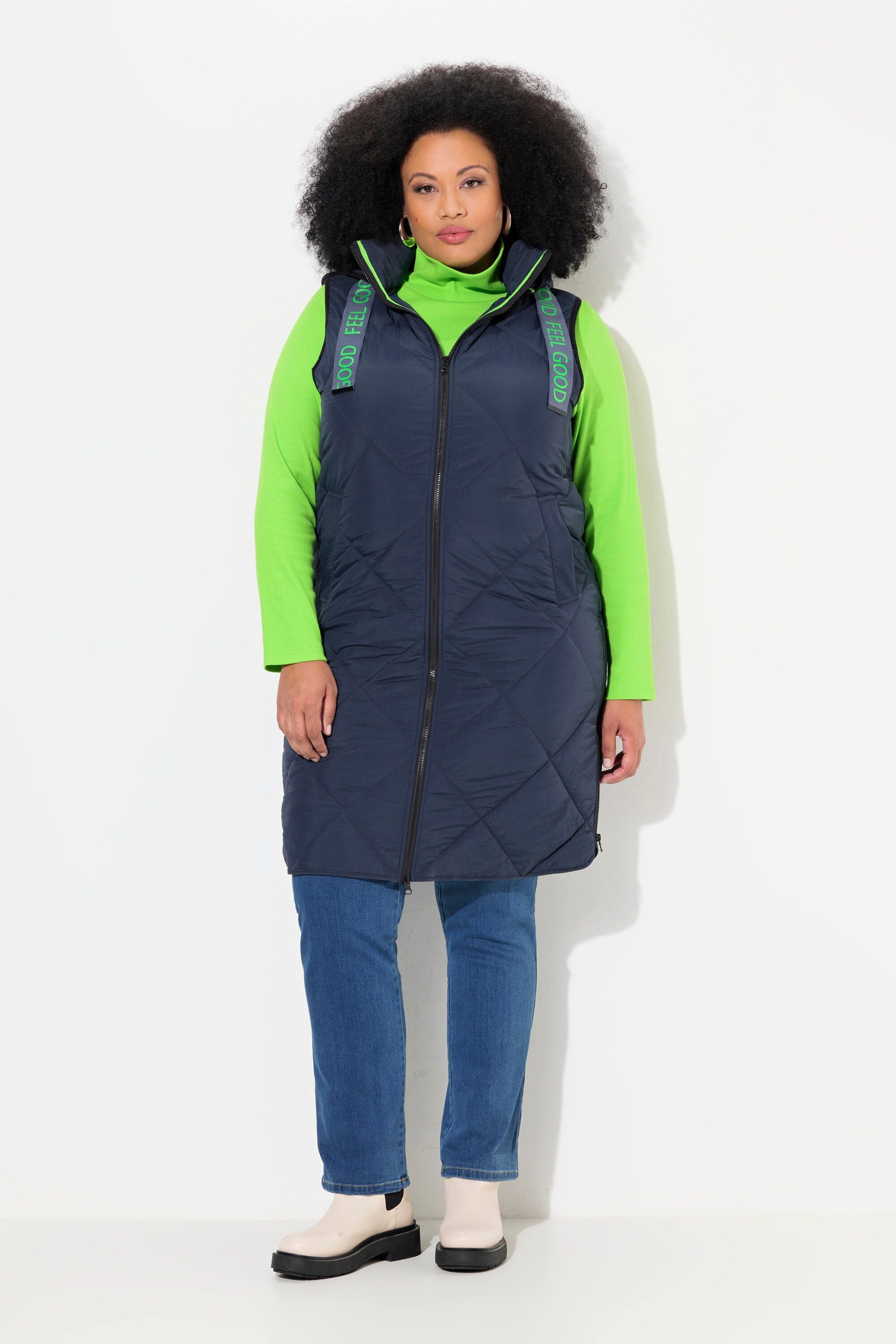 Ulla Popken Steppweste Steppweste Stehkragen Kapuze abnehmbar