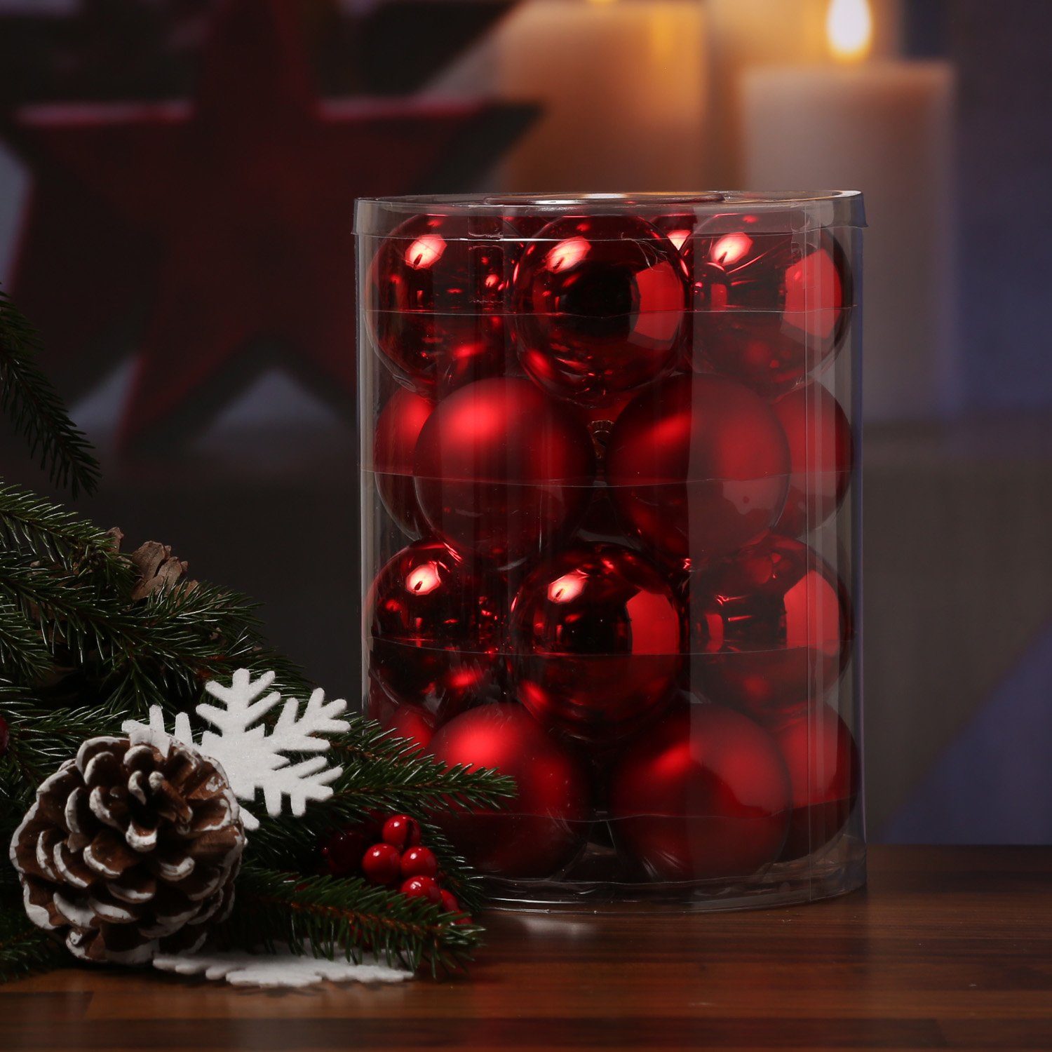 MARELIDA Weihnachtsbaumkugel Christbaumkugel Weihnachtskugel glänzend Glas rot D: (20 St) 6cm 20er matt Set