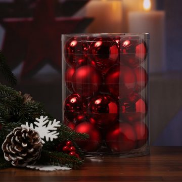 MARELIDA Weihnachtsbaumkugel Christbaumkugel Weihnachtskugel Glas D: 6cm glänzend matt rot 20er Set (20 St)