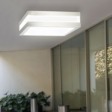 etc-shop Außen-Deckenleuchte, Leuchtmittel inklusive, Warmweiß, LED 14 Watt Decken Beleuchtung Außen Lampe Edelstahl Leuchte Garten-