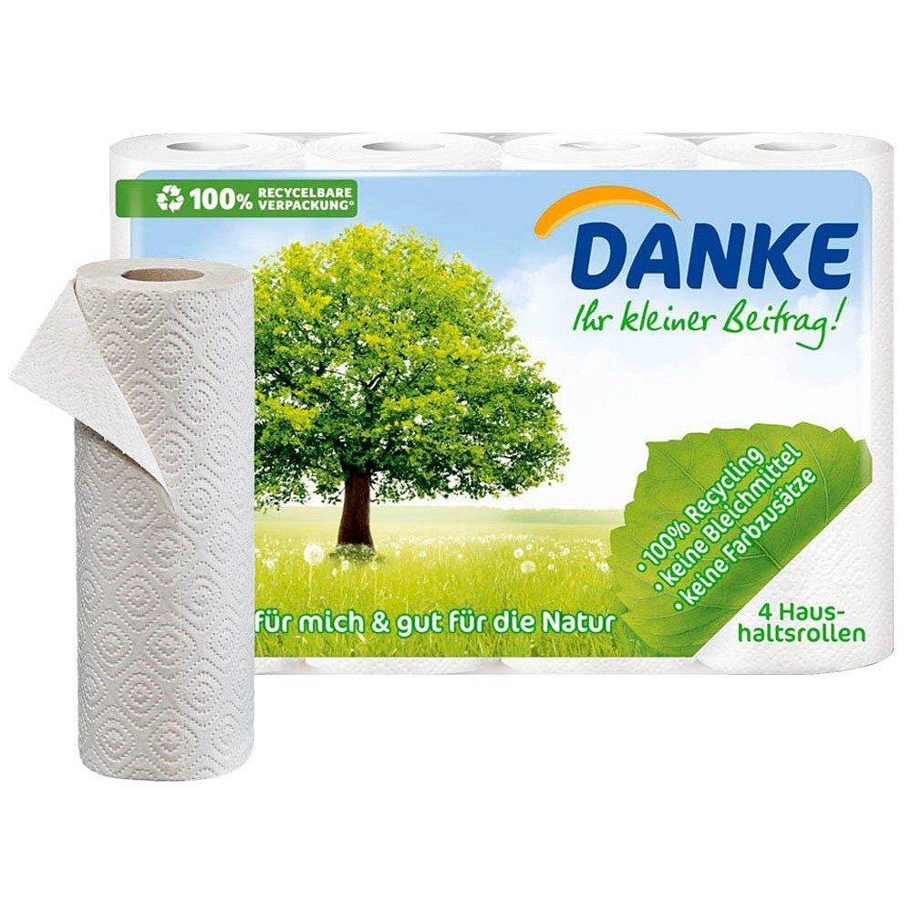 Danke Drucker- und Kopierpapier DANKE 414301 Küchenrollen 3-lagig 4 Rollen