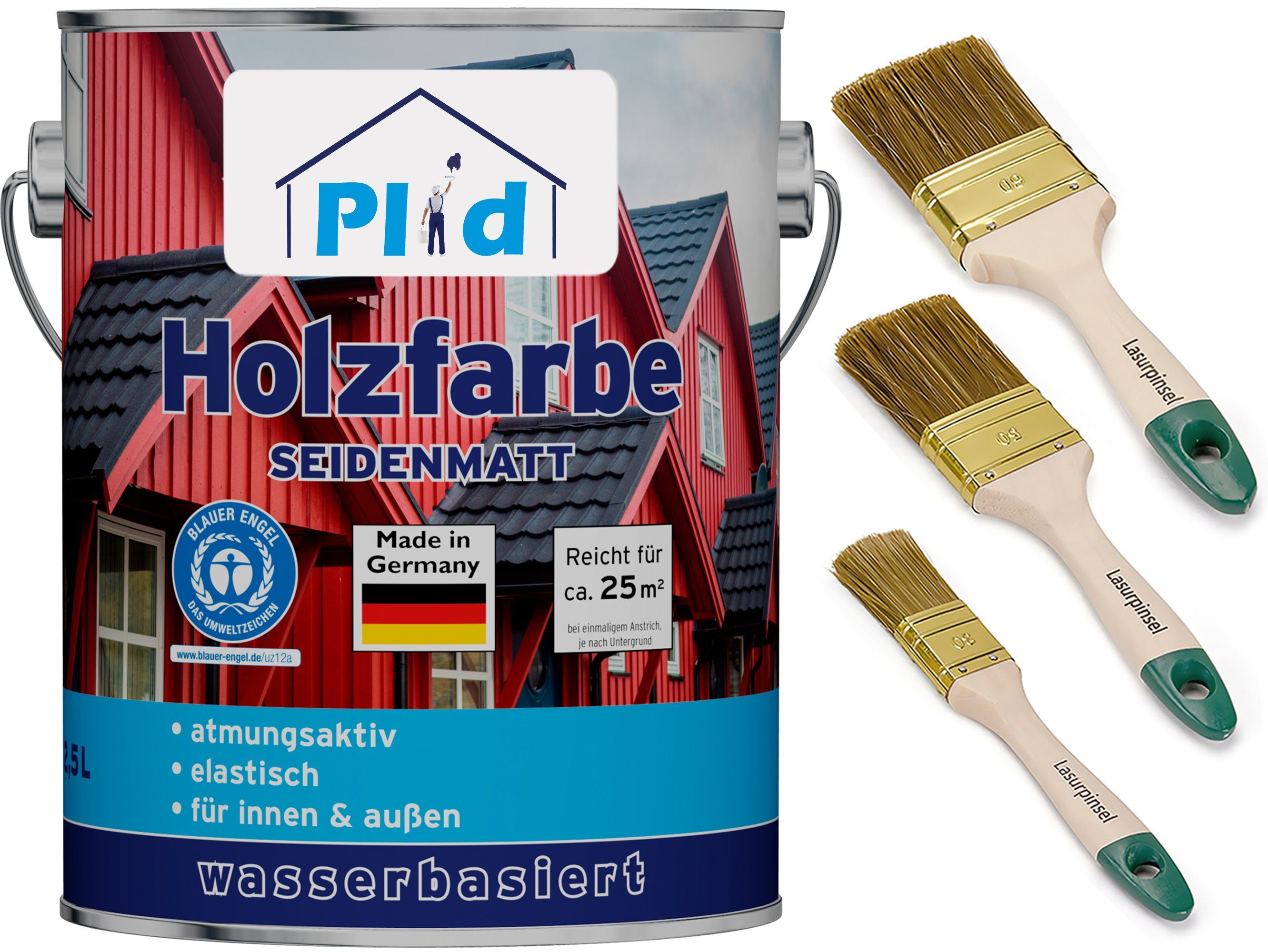 plid Holzlack Premium Holzfarbe Holzlack Farbe für Holz Pinsel, Schnelltrocknend, verarbeitungsfertig
