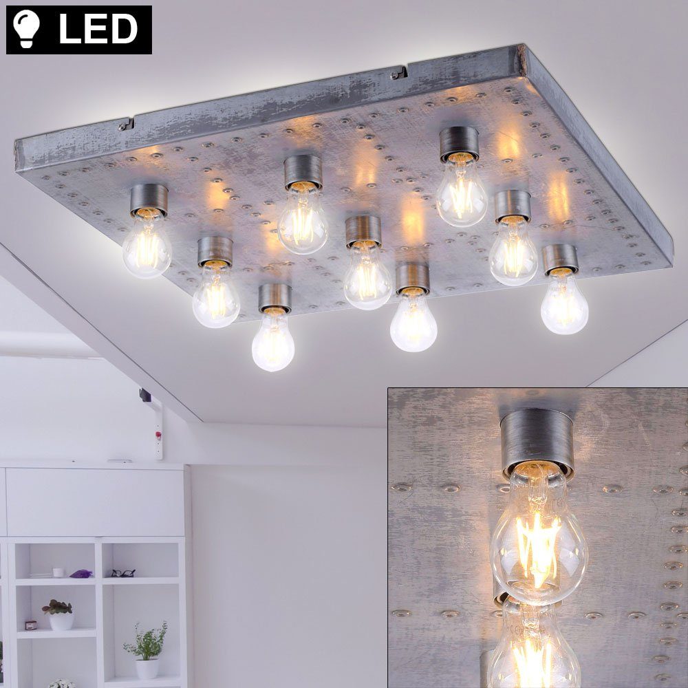 etc-shop LED Industrie inklusive, Ess Stil Decken Leuchte Zimmer Warmweiß, Deckenleuchte, Nieten Beleuchtung Leuchtmittel Lampe im
