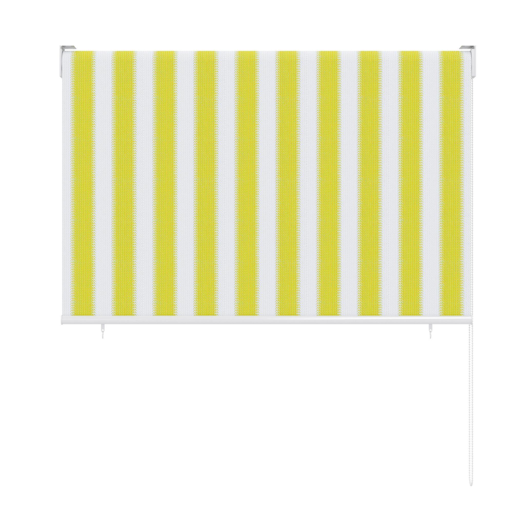 paramondo Senkrechtmarkise Senkrechtmarkise Balkon freihängend 100x140cm Sichtschutz gelb-weiß ohne Führungsschienen – modern & flexibel
