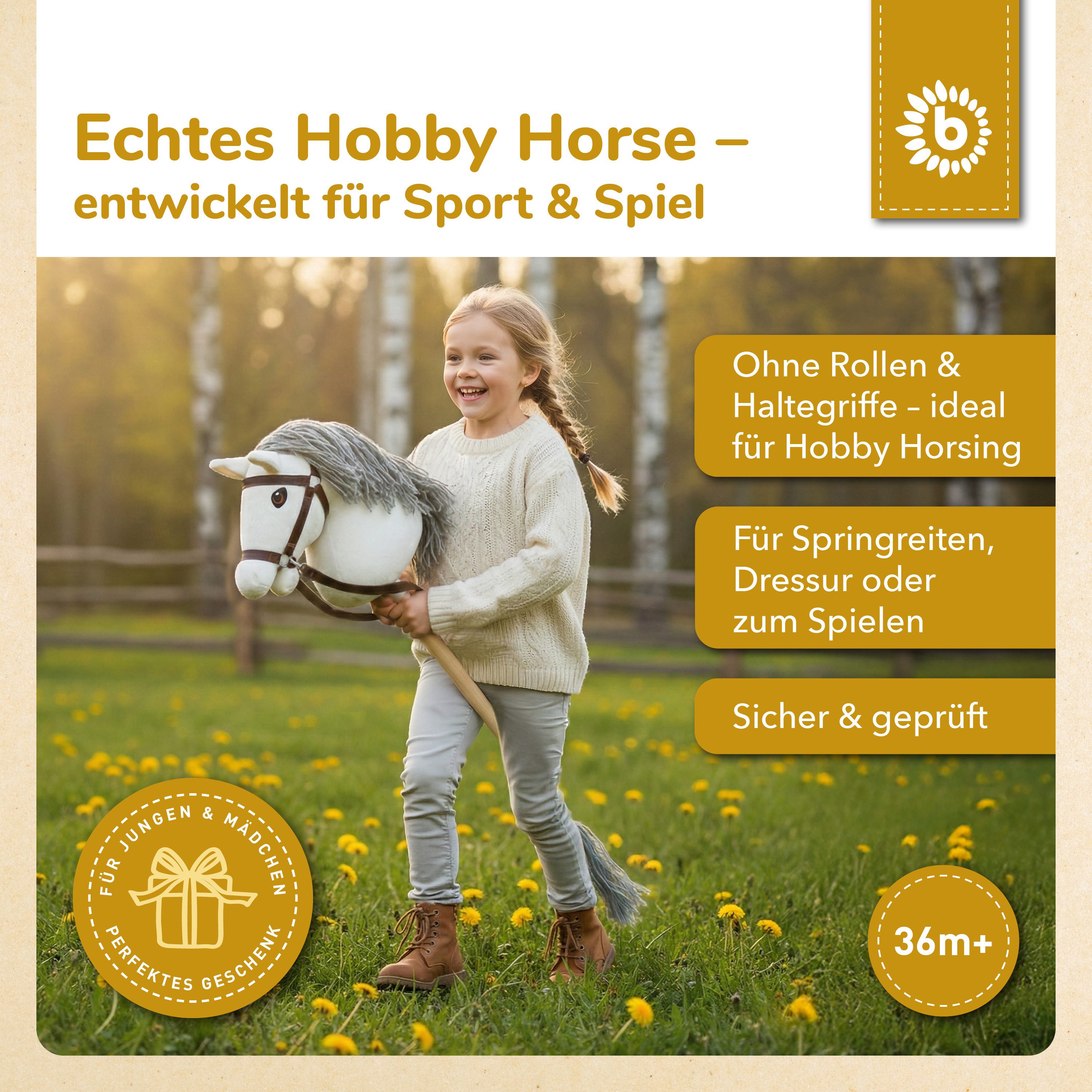 BIECO Steckenpferd Bieco Hobby Horse Steckenpferd Schimmel - Größe