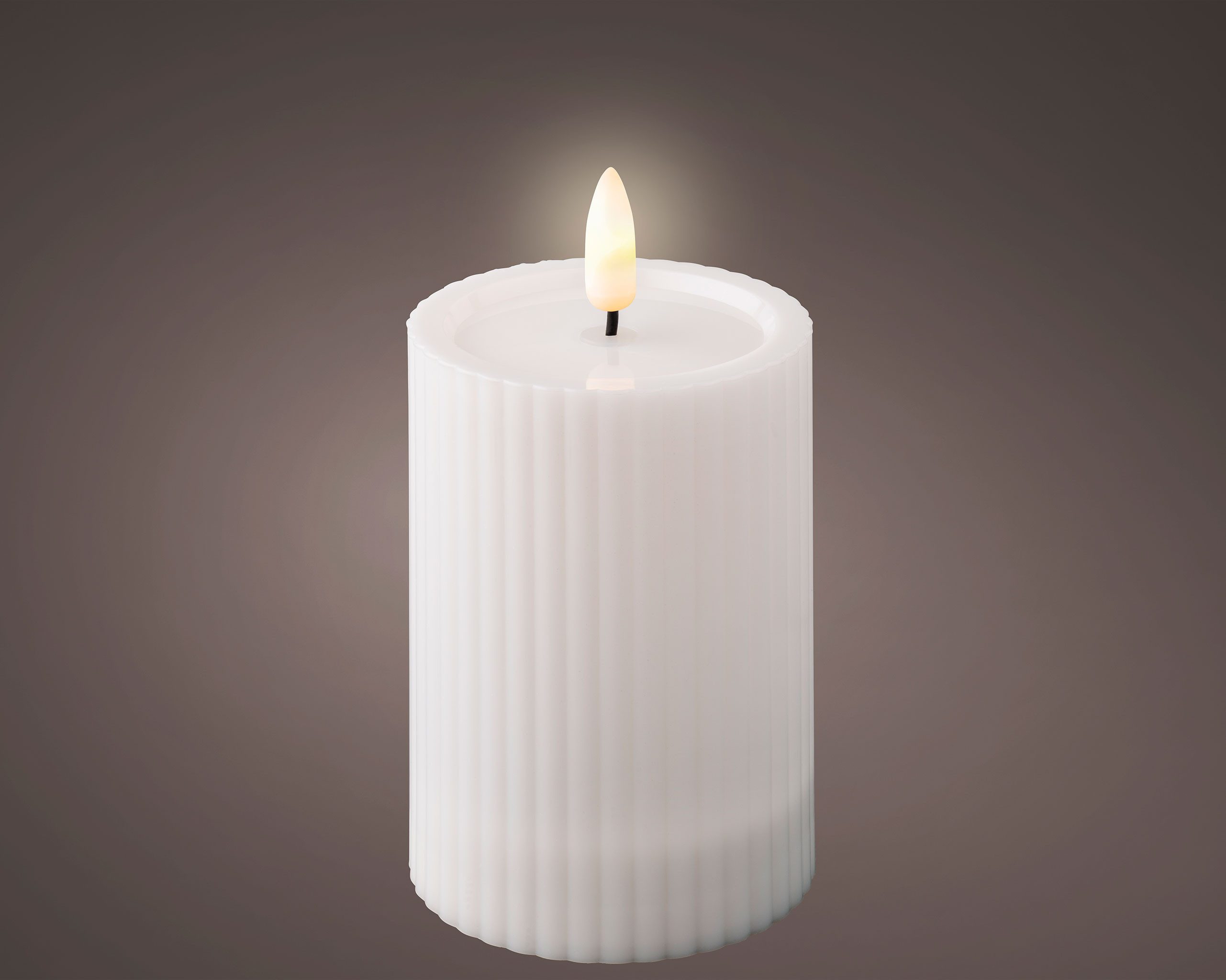 Lumineo Outdoorkerze, Solar LED Kerze Outdoor 7x10cm Kunststoff gerillt Wei günstig online kaufen