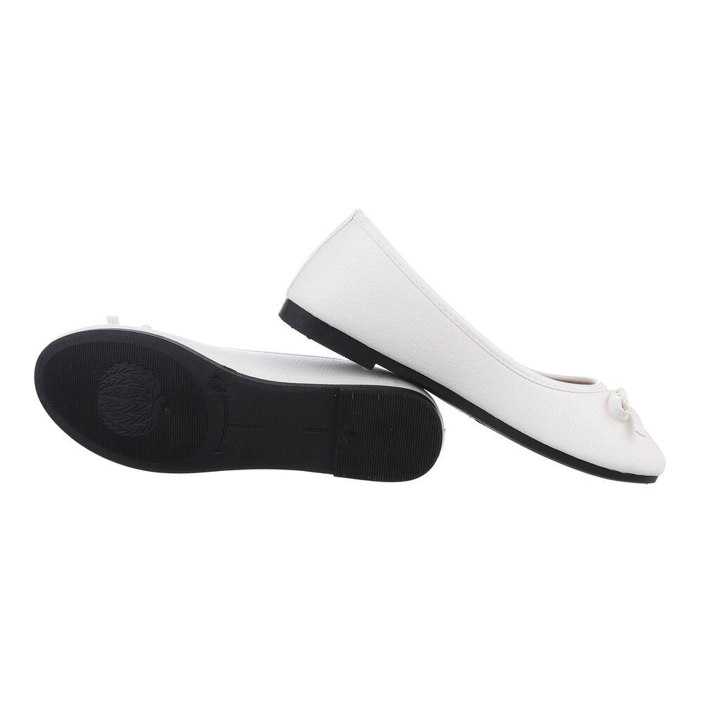 Ital-Design Damen Freizeit Ballerina (85894014) Blockabsatz Klassische Ballerinas in Weiß