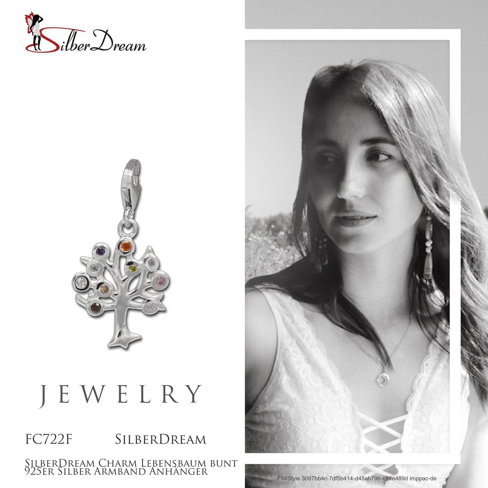 SilberDream Charm-Einhänger SilberDream Charm 925 Echt Silber Anhänger, Lebensbaum bunt Anhänger 925 Sterling Silber, silber – Bild 3 von 4