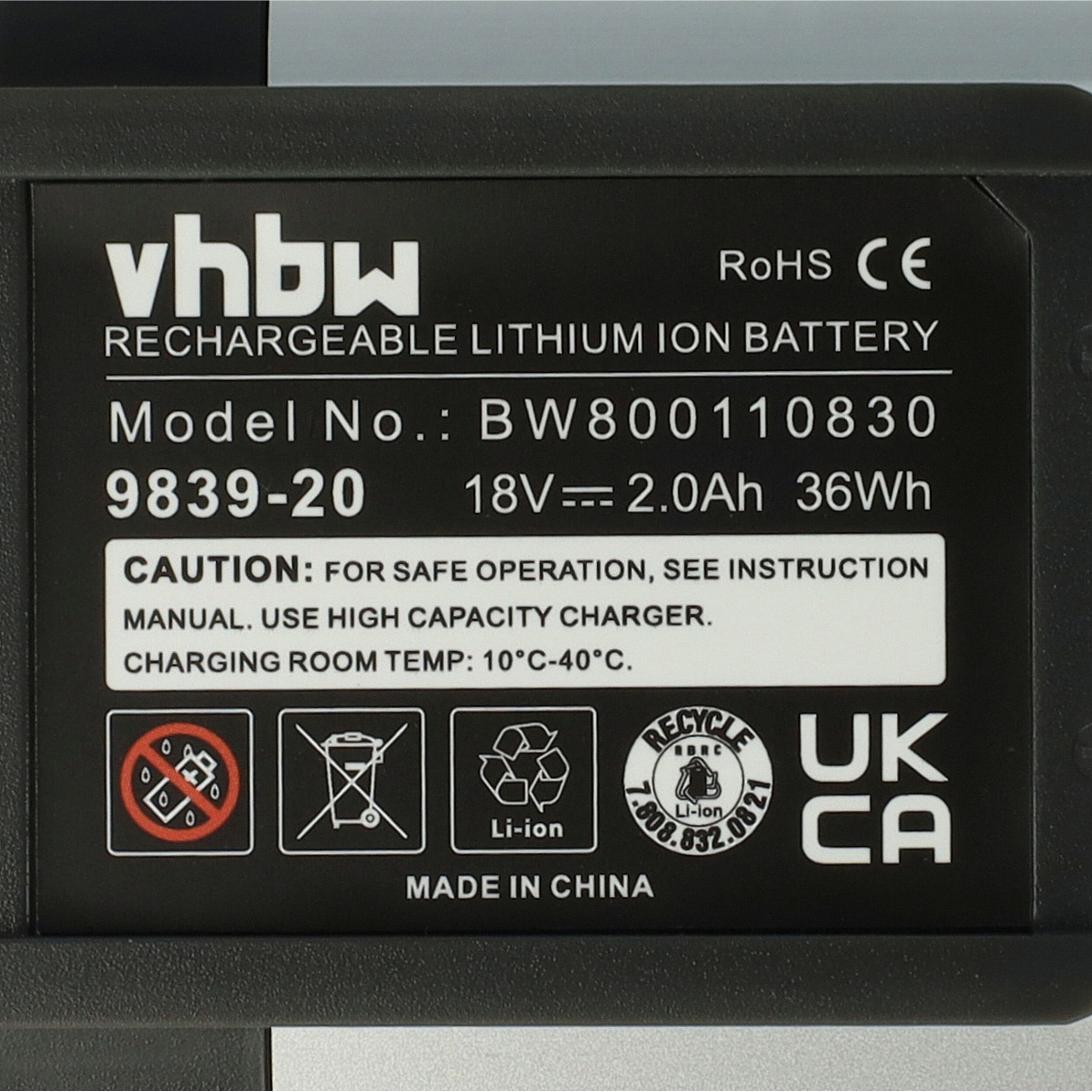 vhbw kompatibel mit Gardena 2000 Li-Ion (9837-20) V) Akku mAh ComfortCut Li-18/50 (18
