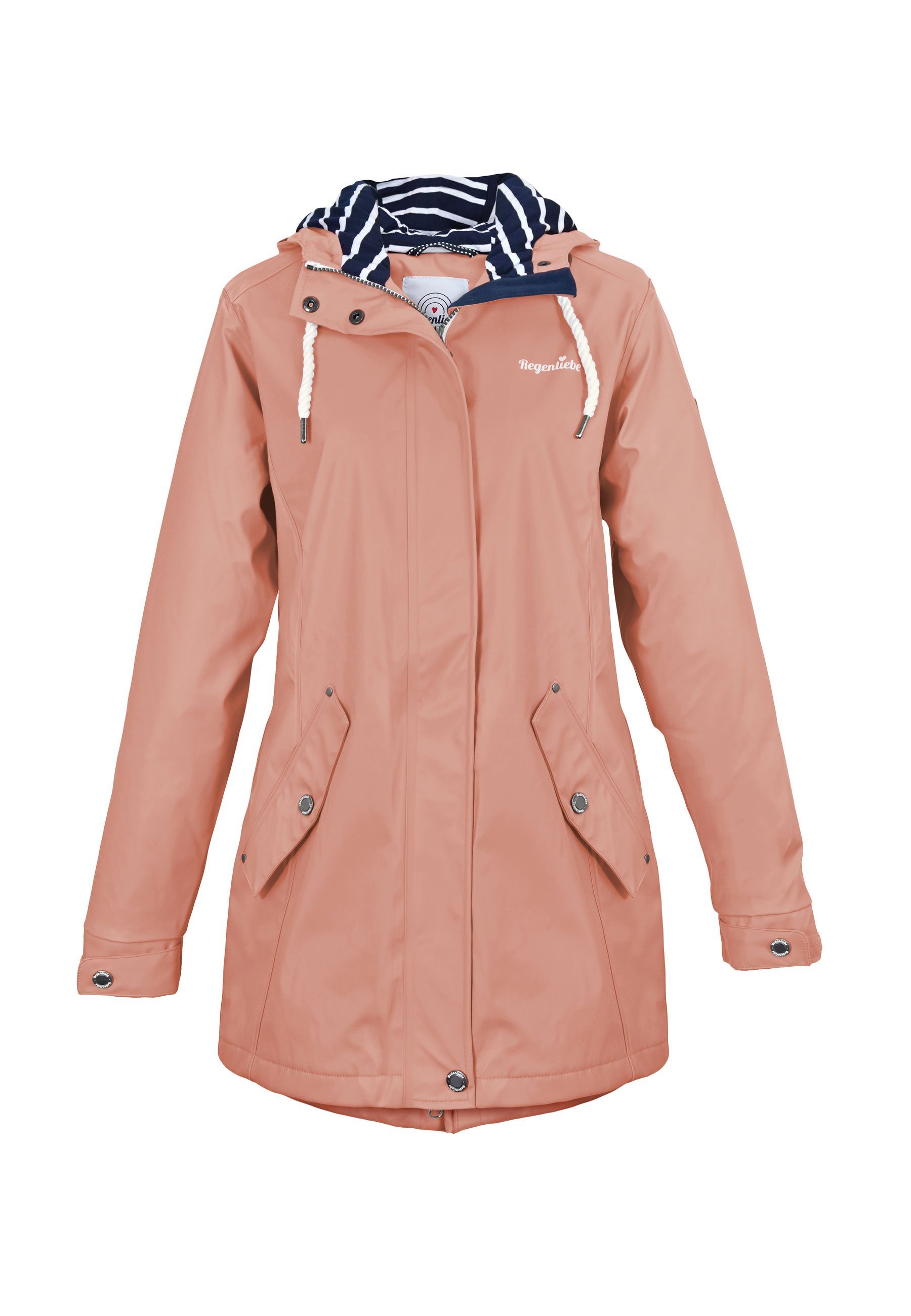 Regenliebe Regenjacke Friesennerz taillierter Regenmantel mit verstellbaren Kapuze alt-rosa