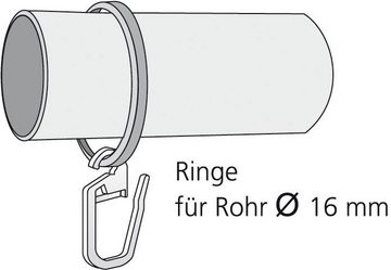 Gardinenring Gardinenring, Stilring, Ringe für Gardinenrohre 16 mm "Esperanca", Liedeco, Gardinenstangen, (10-St), Gardinenring mit Faltenlegehaken