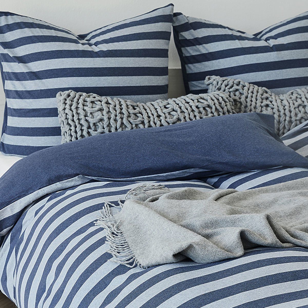 TRAUMSCHLAF Bettwäsche Melange-Stripe Marine, Jersey, 2 teilig, pflegeleich günstig online kaufen