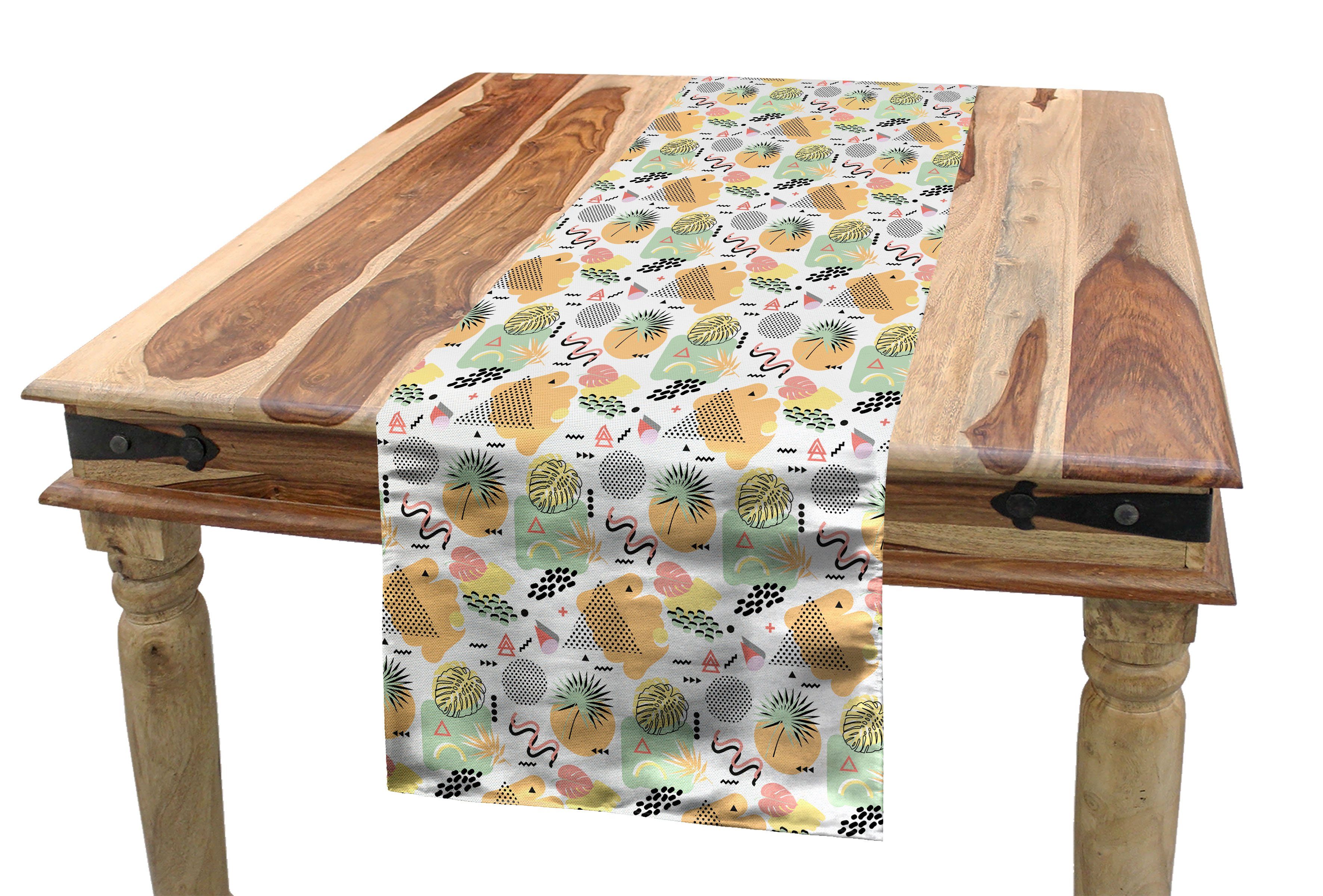 Abakuhaus Tischläufer Esszimmer Küche Rechteckiger Dekorativer Tischläufer, Retro Memphis Stil Motive | Tischläufer