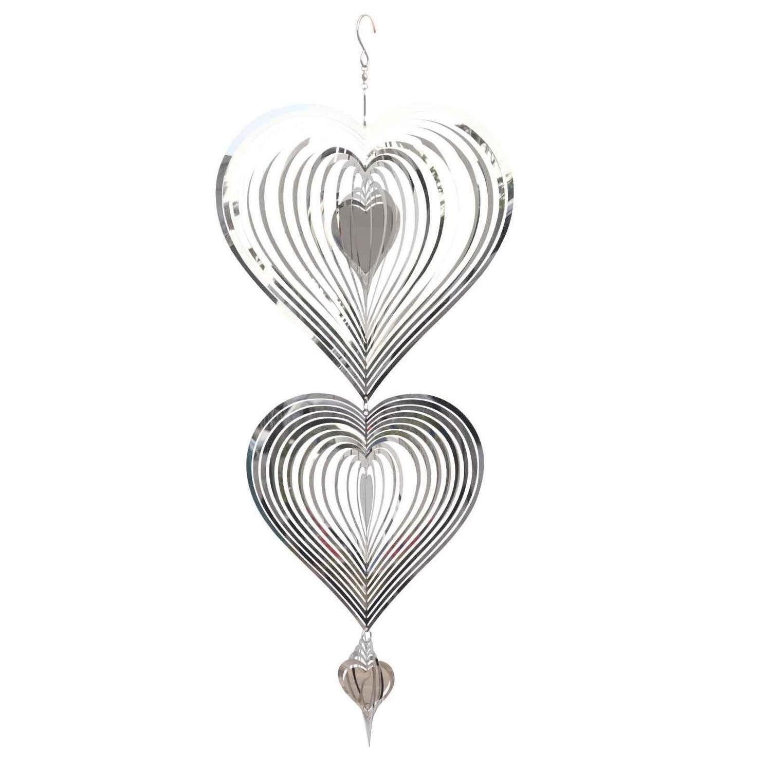 LuxusKollektion Windspiel Windspiel Herz 3D Edelstahl Garten Deko Silber (1 St)