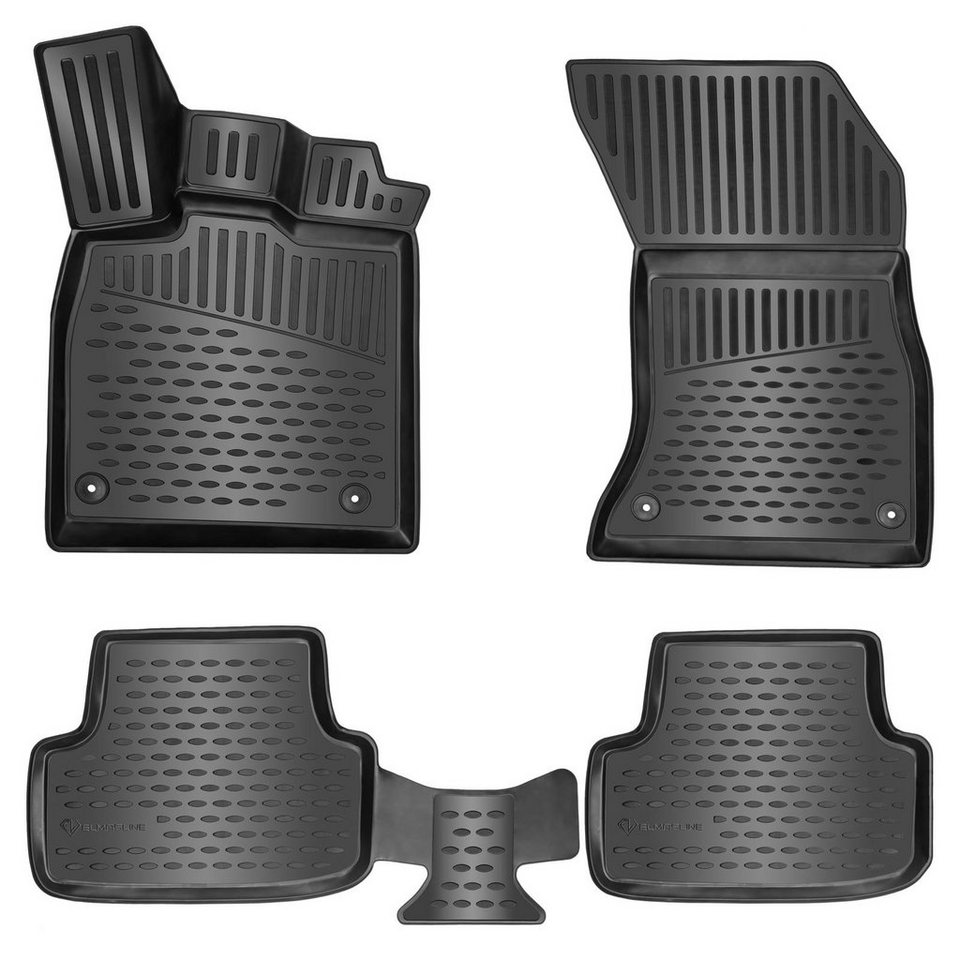 ELMASLINE Auto-Fußmatten Gummi (4 St), für AUDI A4 (2000-2009) B6 / B7 - 3D  Gummimatten mit extra hohem Rand für mehr Schutz - Passend für Baujahre:,  2000 - 2009