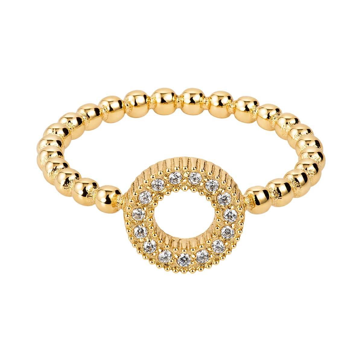 Jacques Lemans Fingerring S-R250B, Damenring Edelstahl vergoldet mit Zirkonia