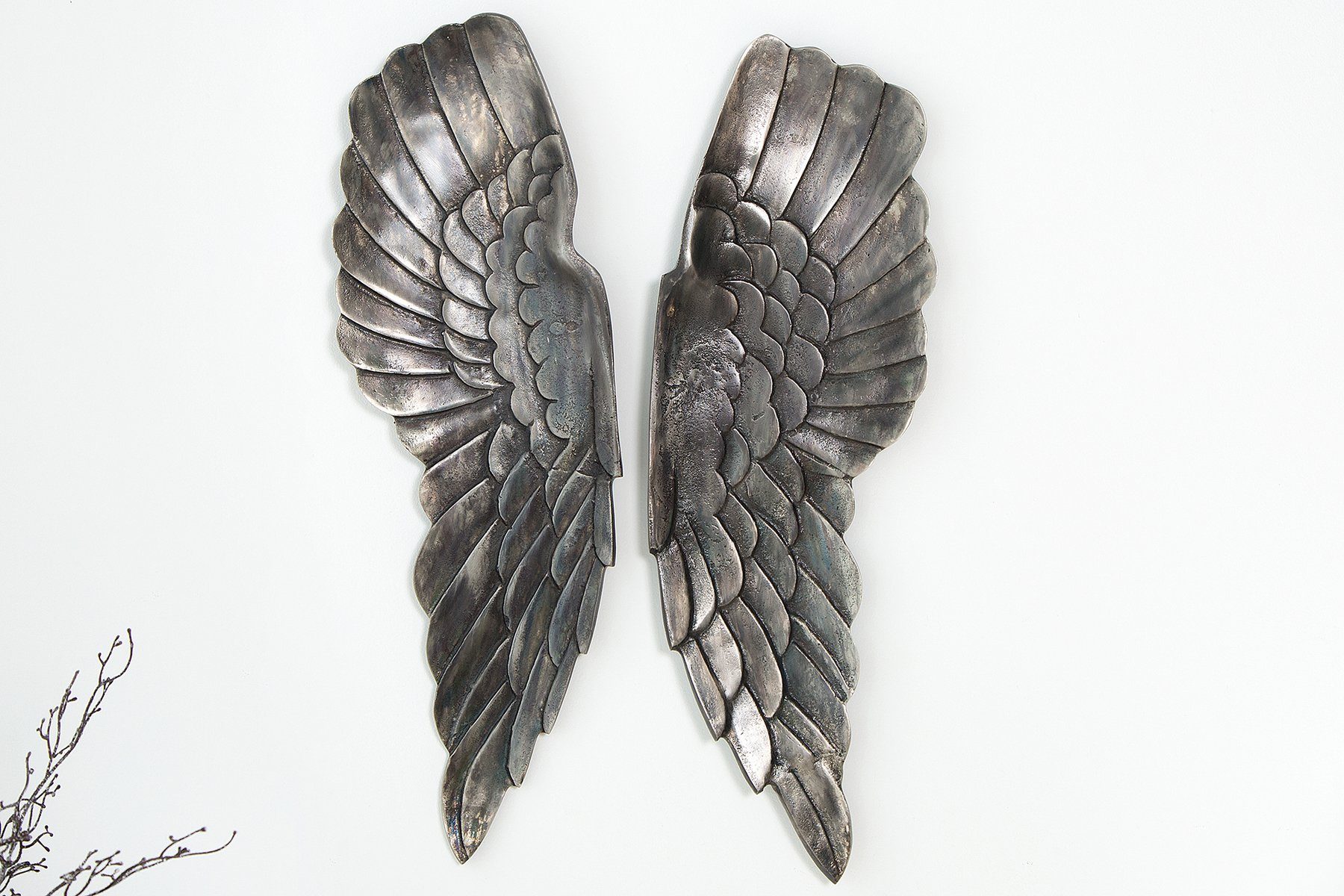 riess-ambiente Wanddekoobjekt FALLEN ANGEL 65cm silber, Flügel · Wanddekora günstig online kaufen