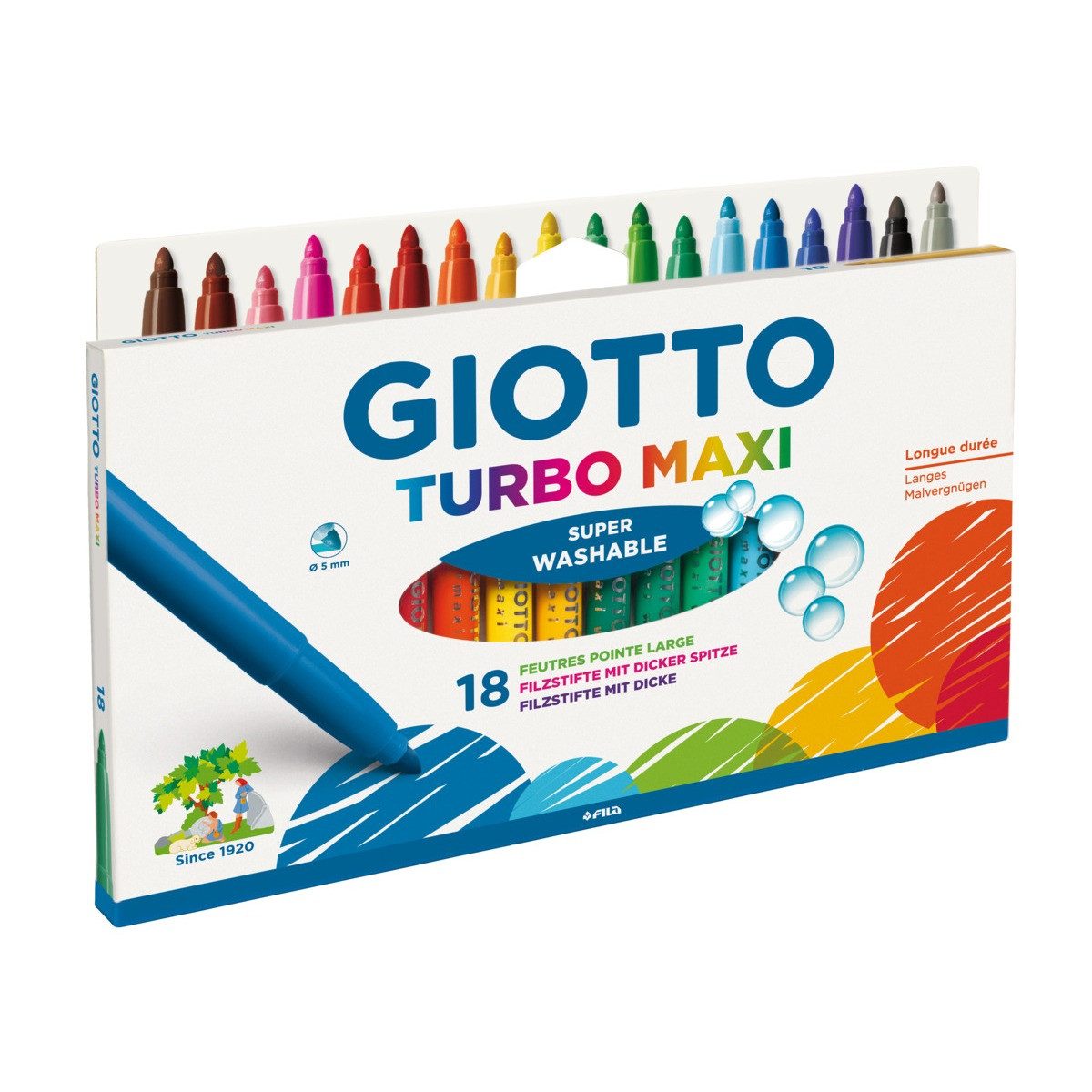 LYRA Filzstift GIOTTO Filzstifte Turbo Maxi 18 Stück Kartonetui