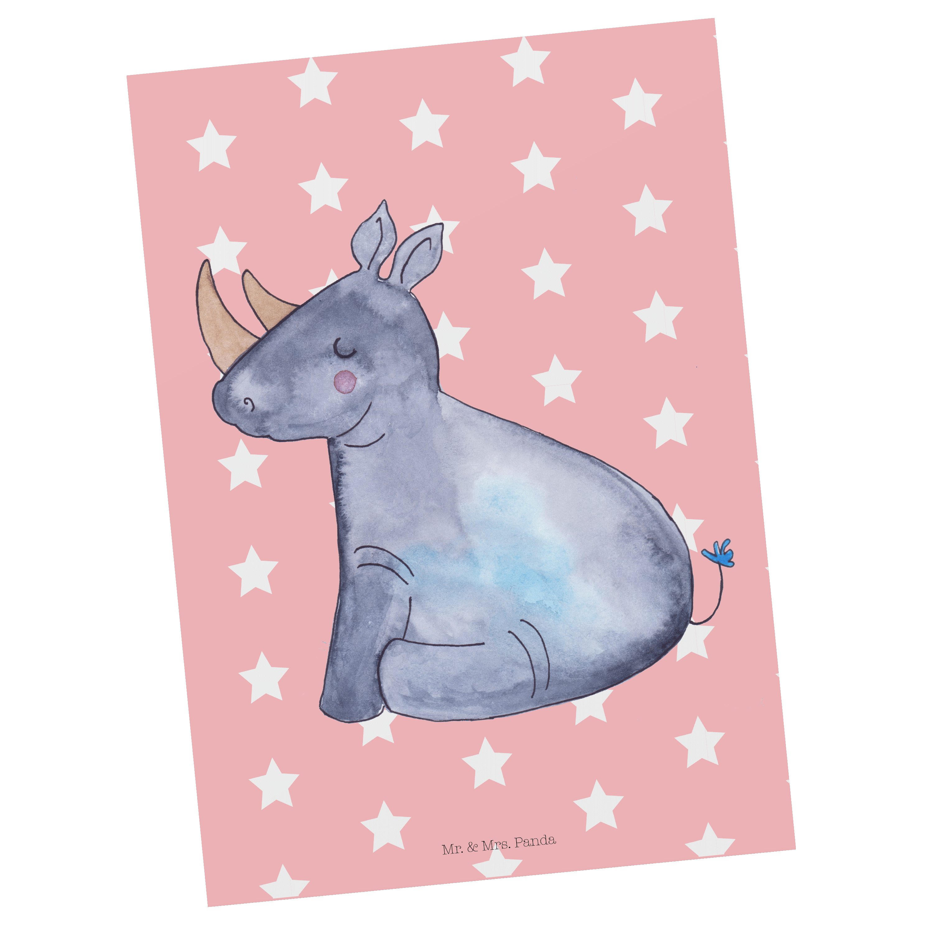 Mr. & Mrs. Panda Postkarte »Einhorn Nashorn Rot Pastell Geschenk