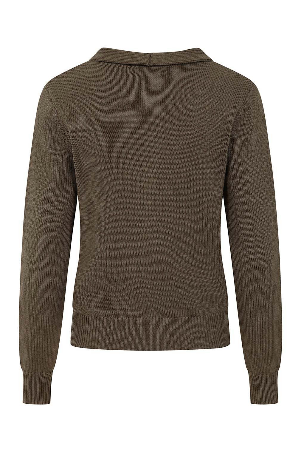 Banned Strickjacke Katy Knot Cardigan Olivgrün Vintage Schluppe Schleife günstig online kaufen