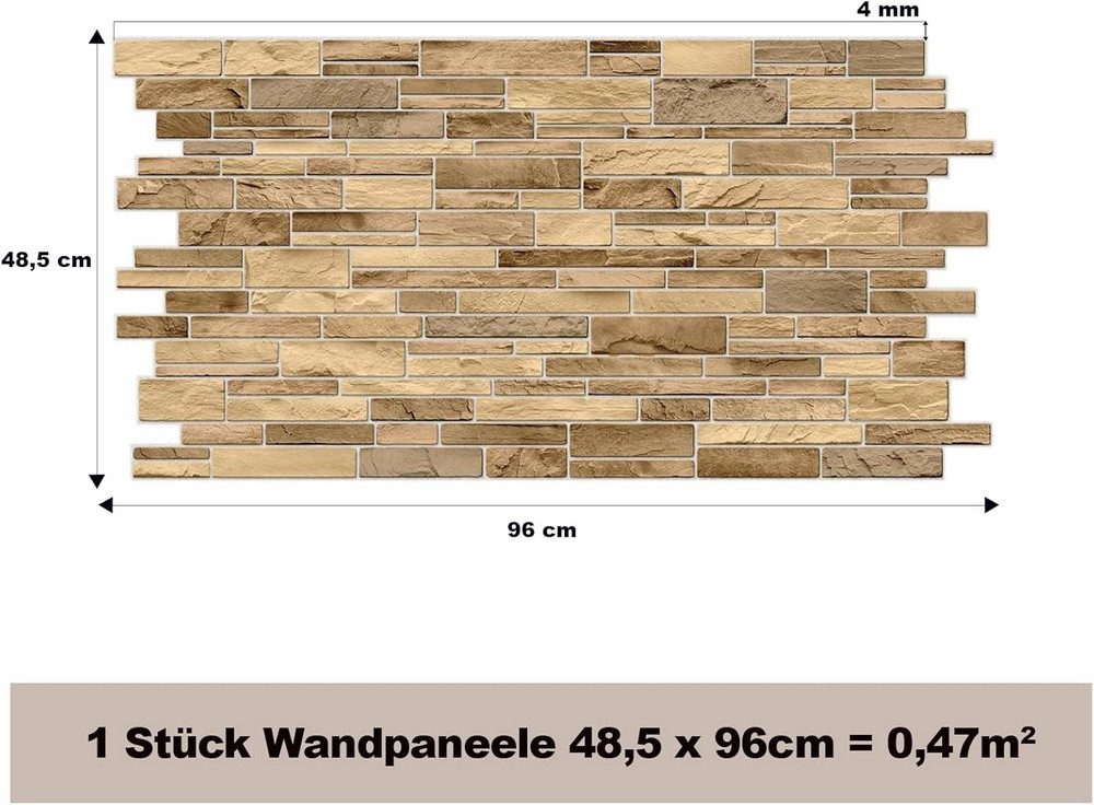 MDEKOR 3D Wandpaneel PVC Wandverkleidung 48,5x96 cm für Küche, Bad & mehr, (1-tlg) Model 0014, 1 Stück = 0,47 m2