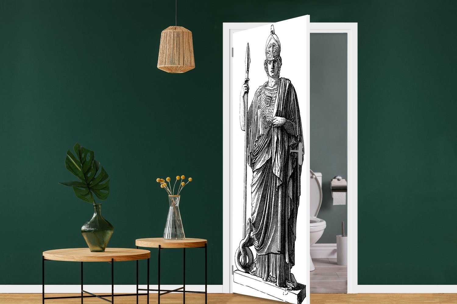 MuchoWow Türtapete Eine Tür, (1 75x205 für Türaufkleber, von Fototapete St), bedruckt, Athena, Matt, Illustration cm