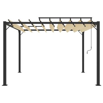 vidaXL Pavillon Pavillon Gartenzelt mit Lamellendach 3x3 m Creme Stoff und Aluminium