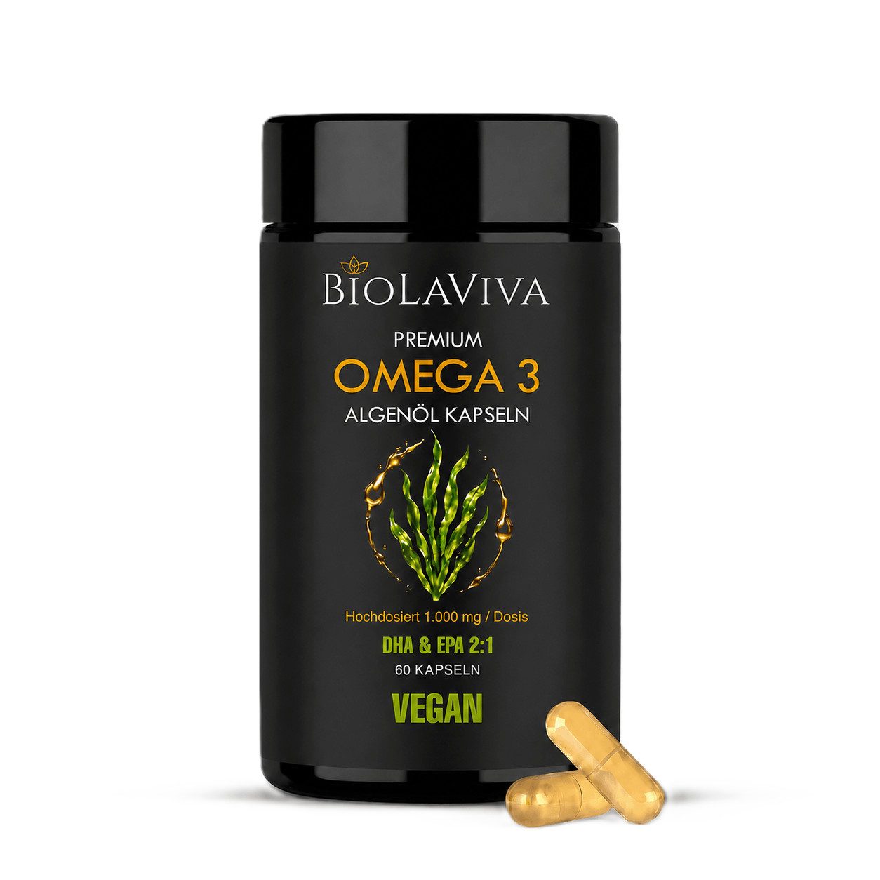 BIOLAVIVA BIOLAVIVA, Omega 3 Algenöl Kapseln - hochdosiert - vegan Kapseln