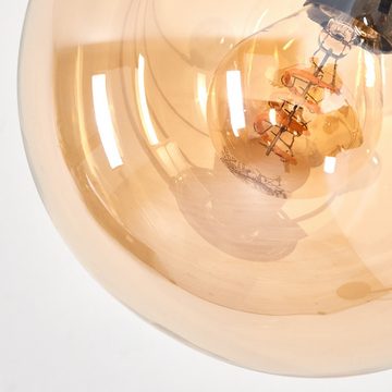 hofstein Stehlampe Stehlampe aus Metall/Glas in Schwarz/Bernstein/Rauch/Klar, ohne Leuchtmittel, Leuchte mit Glasschirmen (15cm), Schalter, 5xE14, ohne Leuchtmittel
