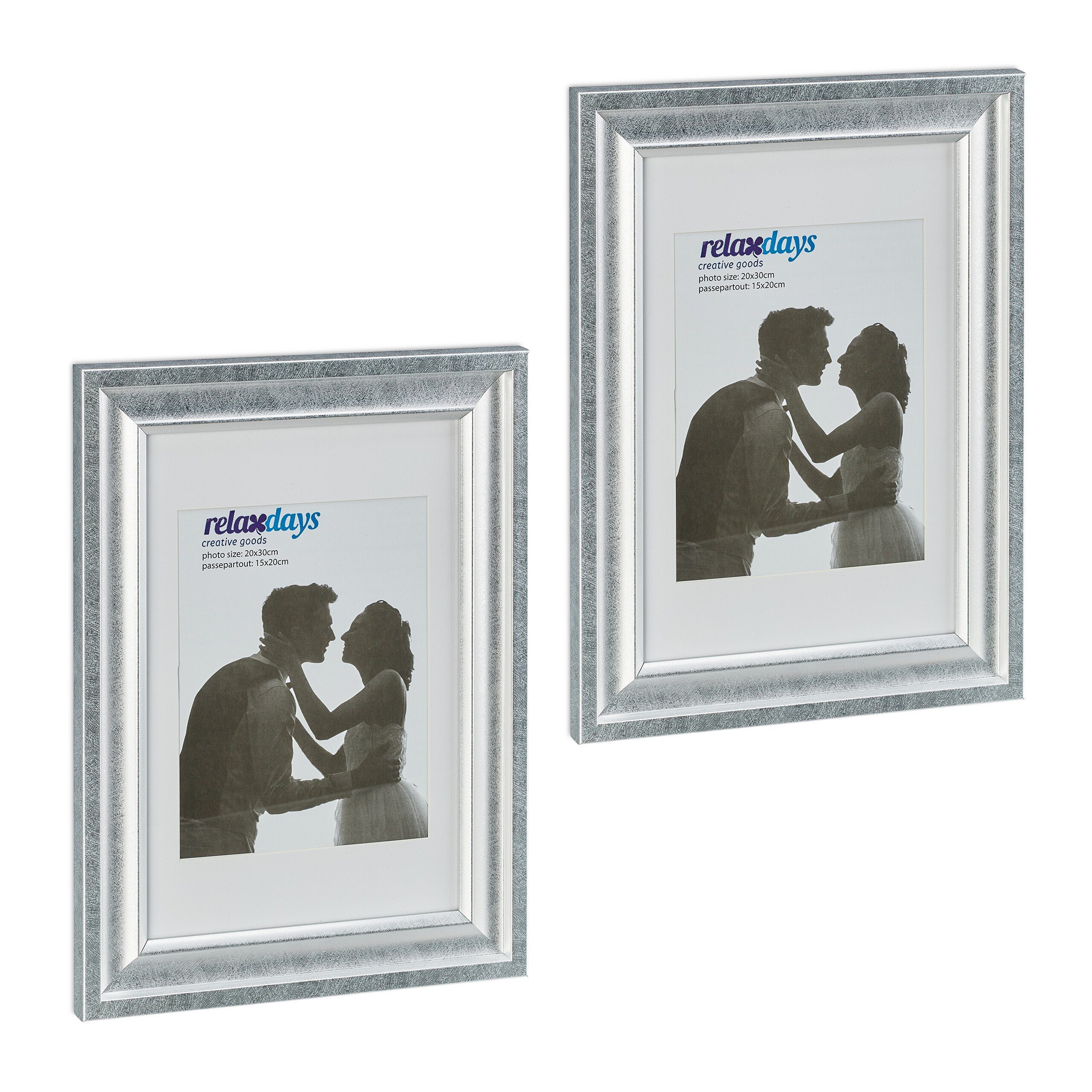 relaxdays Bilderrahmen-Set Bilderrahmen 20x30 cm 2er Set, Silber