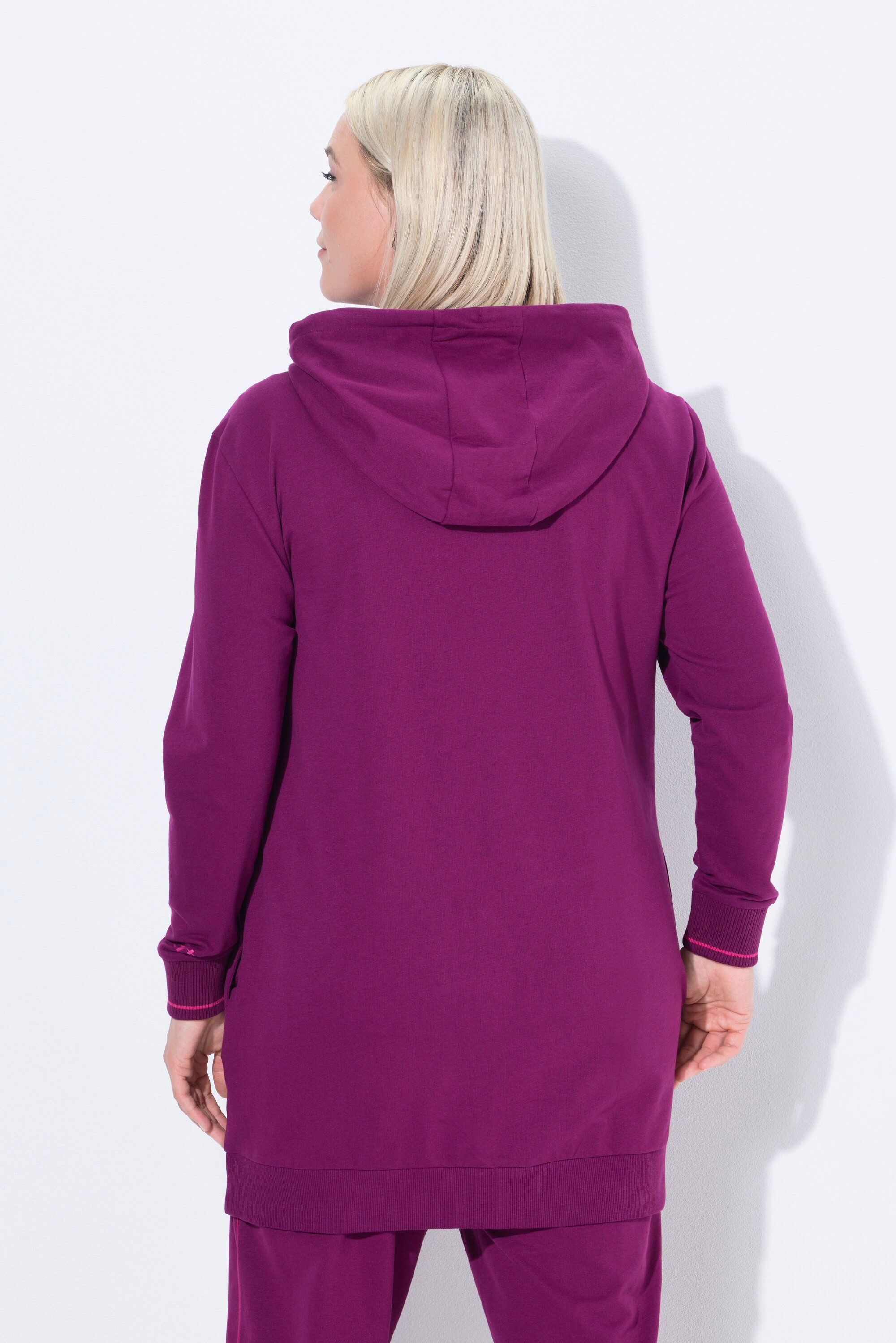 Ulla Popken Sweatjacke Sweatjacke Zierpaspel Oversized Kapuze