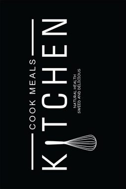 Teppich Kitchen Cook Meals Küchenläufer Schwarz Waschbar & Praktisch, Jungengel Textilien, Höhe: 6 mm, Universell einsetzbar, Fußbodenheizungsgeeignet