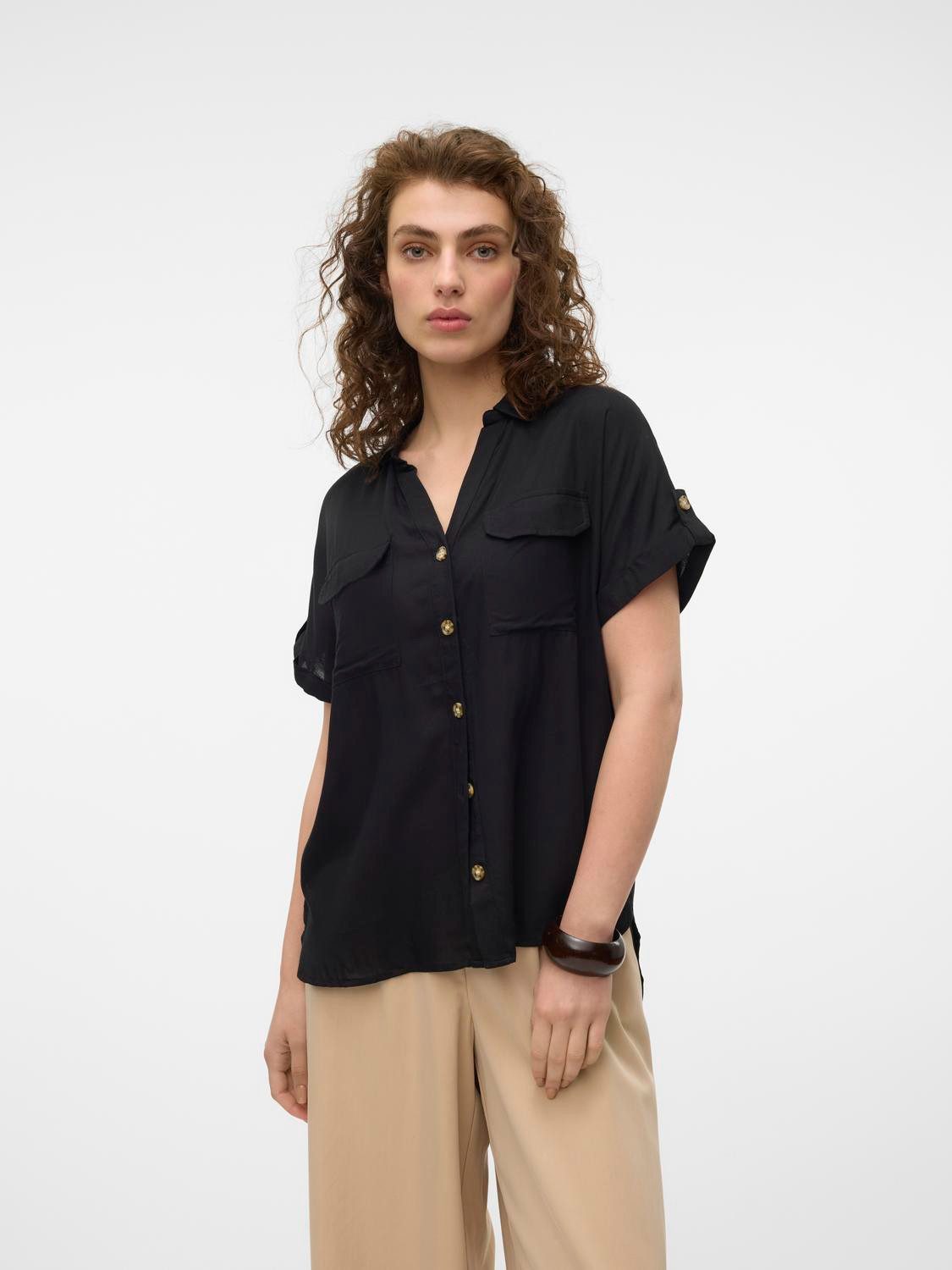 Vero Moda Kurzarmbluse VMBUMPY S/S SHIRT WVN GA NOOS Viskose, regular fit günstig online kaufen
