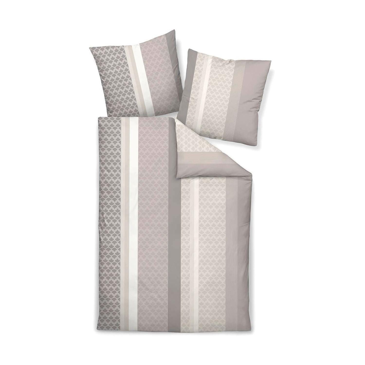 Janine Bettwäsche PERLMO, 135 x 200 cm, Sandgrau, Reißverschluss, Mako-Sati günstig online kaufen