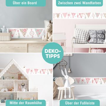 lovely label Bordüre Traumfänger & Wimpel rosa/mint/beige - Wanddeko Kinderzimmer, selbstklebend