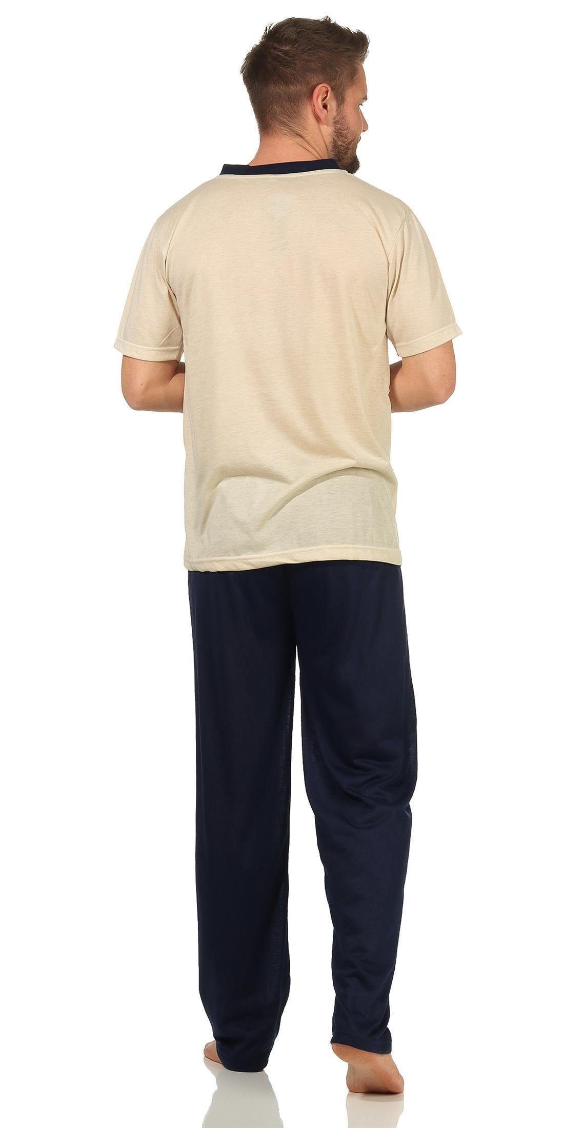 T-shirt; Pyjama Lange Herren L M Pyjama EloModa tlg) 2XL (2 V- Sommer Beige XL Schlafhose