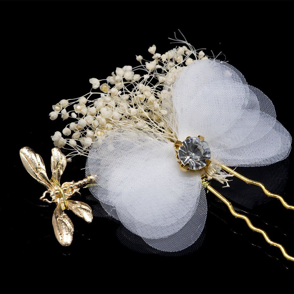 Hochzeit Perlenhaarschmuck LAKKEC Ohrringe) Brautkopfschmuck Diadem + (Haarbänder Gelb