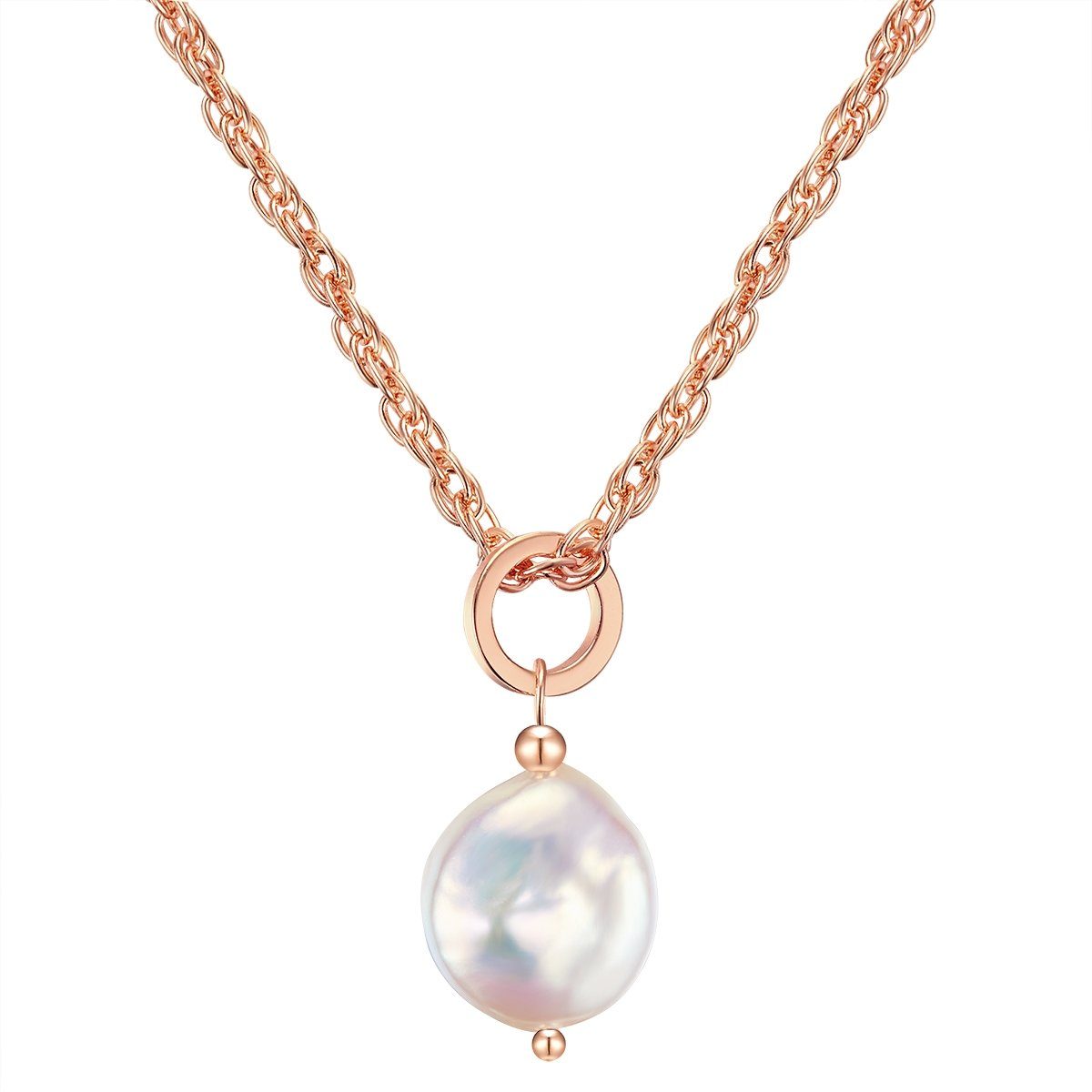 Süßwasser-Zuchtperle Jane Lulu roségold weiß Kette Collier &