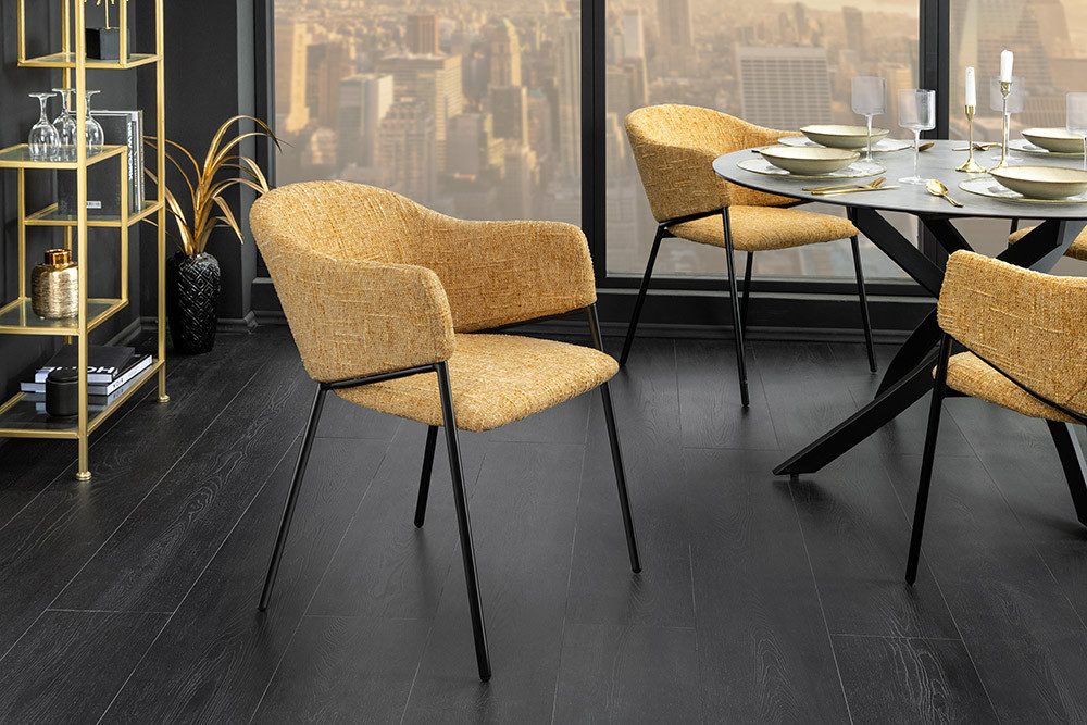 riess-ambiente Esszimmerstuhl NOBLESSE senfgelb/schwarz - Chenille, Metallg günstig online kaufen